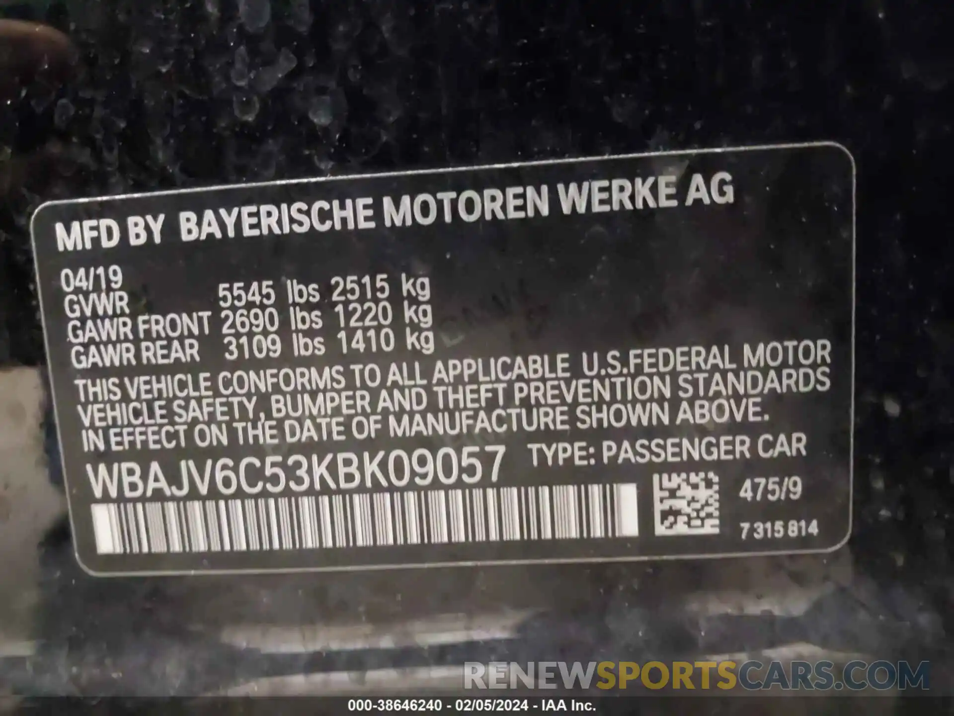 9 Photograph of a damaged car WBAJV6C53KBK09057 BMW 640I GRAN TURISMO 2019