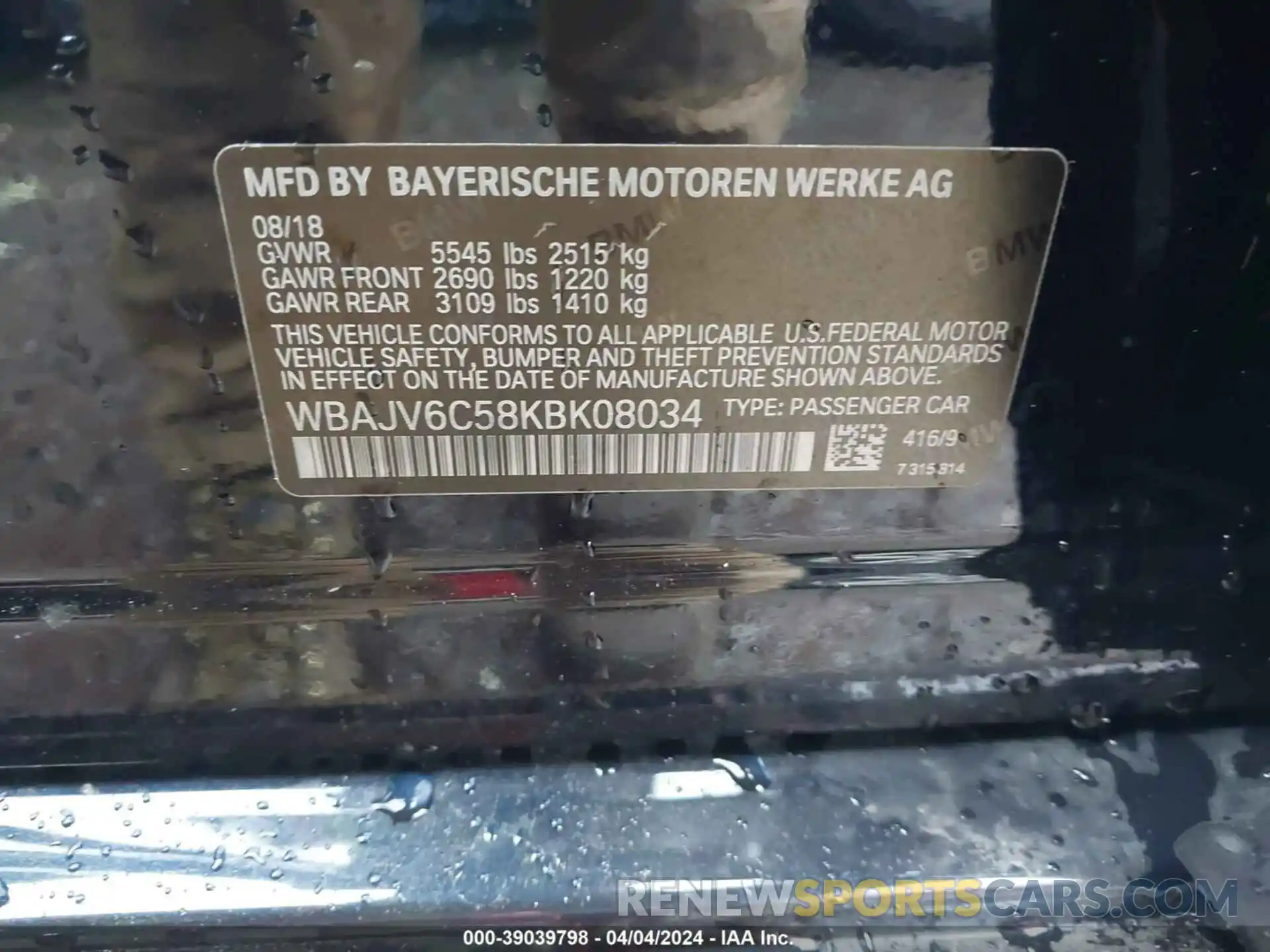 9 Фотография поврежденного автомобиля WBAJV6C58KBK08034 BMW 640I GRAN TURISMO 2019