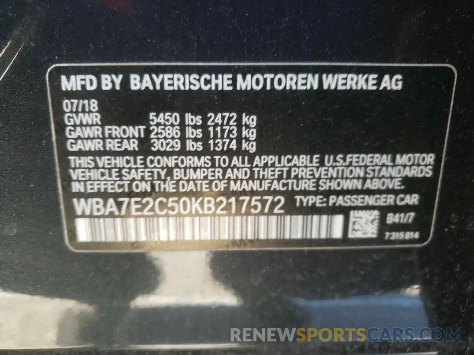 10 Фотография поврежденного автомобиля WBA7E2C50KB217572 BMW 7 SERIES 2019