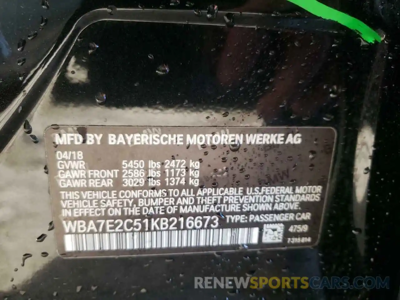 10 Photograph of a damaged car WBA7E2C51KB216673 BMW 7 SERIES 2019