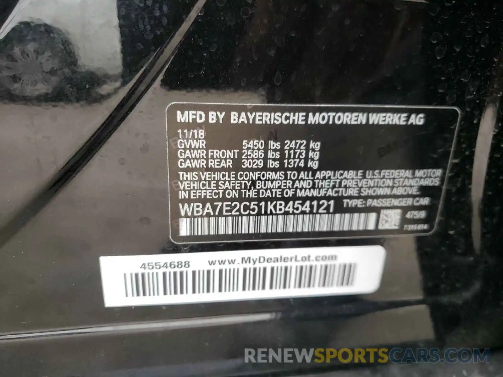 10 Photograph of a damaged car WBA7E2C51KB454121 BMW 7 SERIES 2019