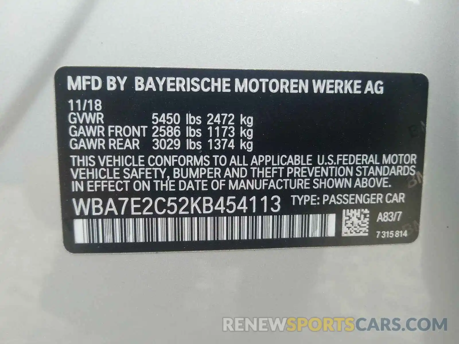 10 Photograph of a damaged car WBA7E2C52KB454113 BMW 7 SERIES 2019