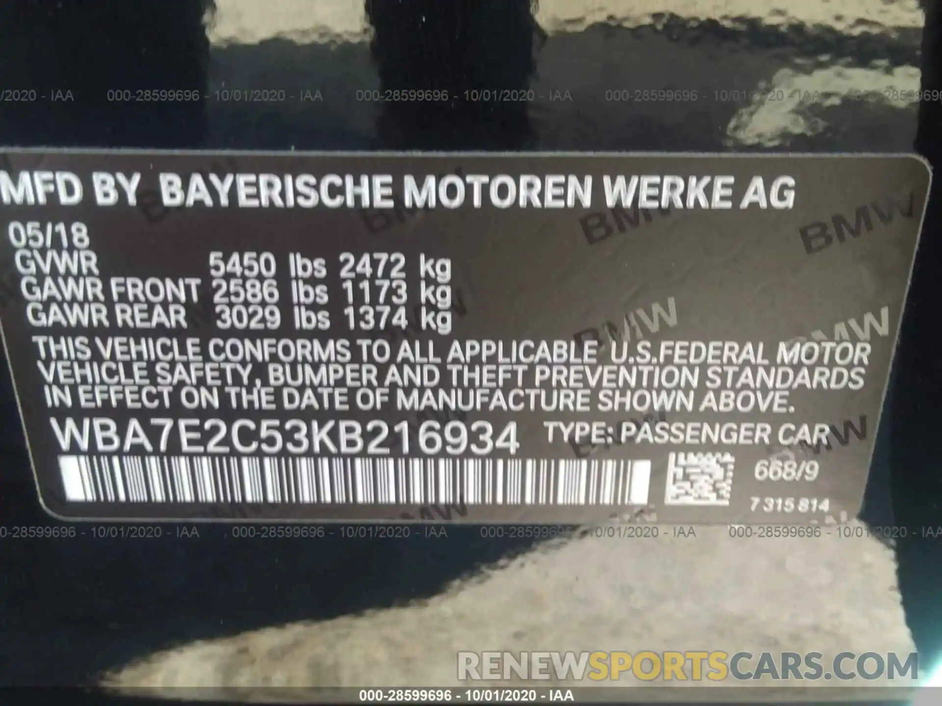 9 Photograph of a damaged car WBA7E2C53KB216934 BMW 7 SERIES 2019