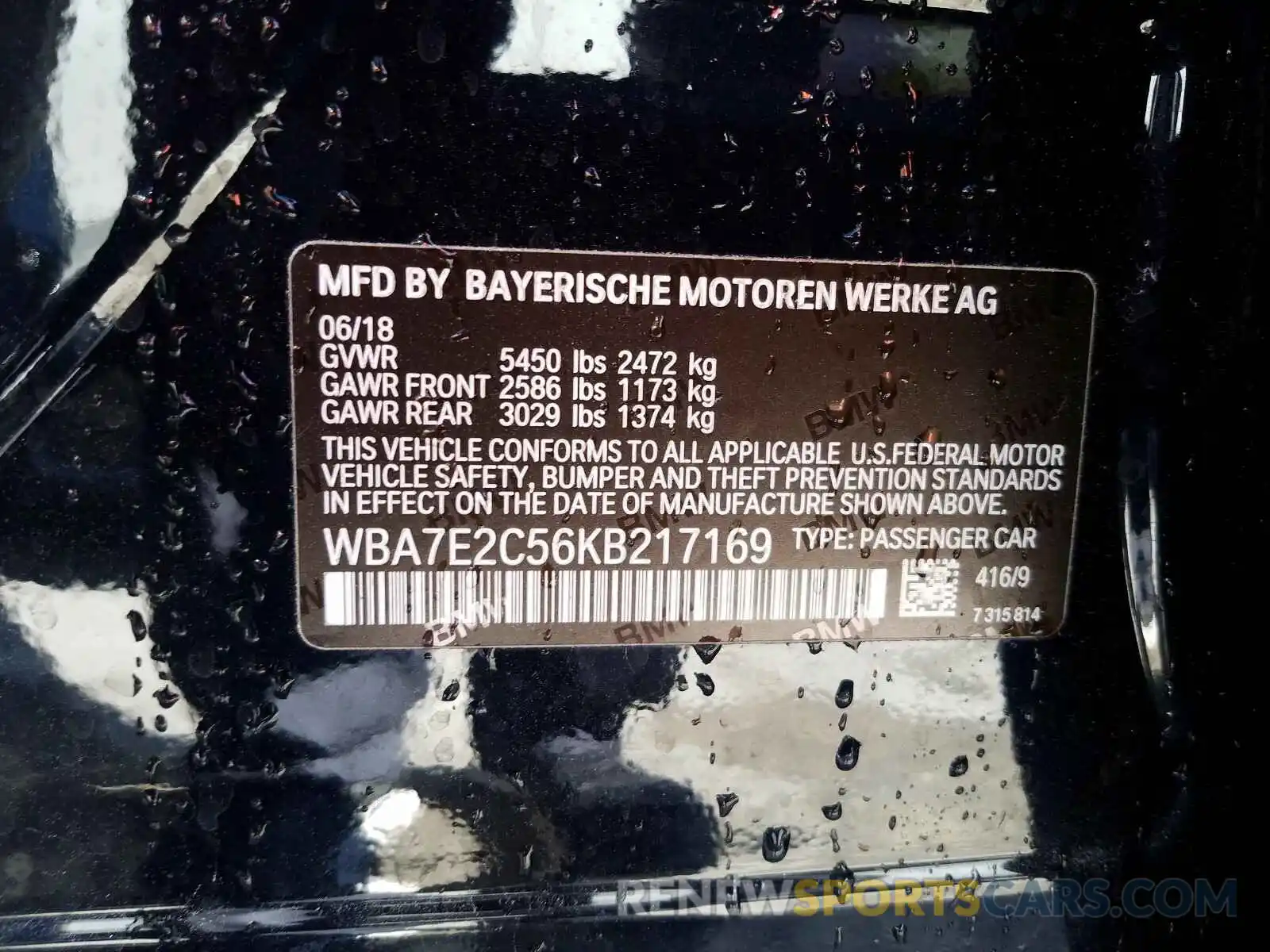 10 Photograph of a damaged car WBA7E2C56KB217169 BMW 7 SERIES 2019