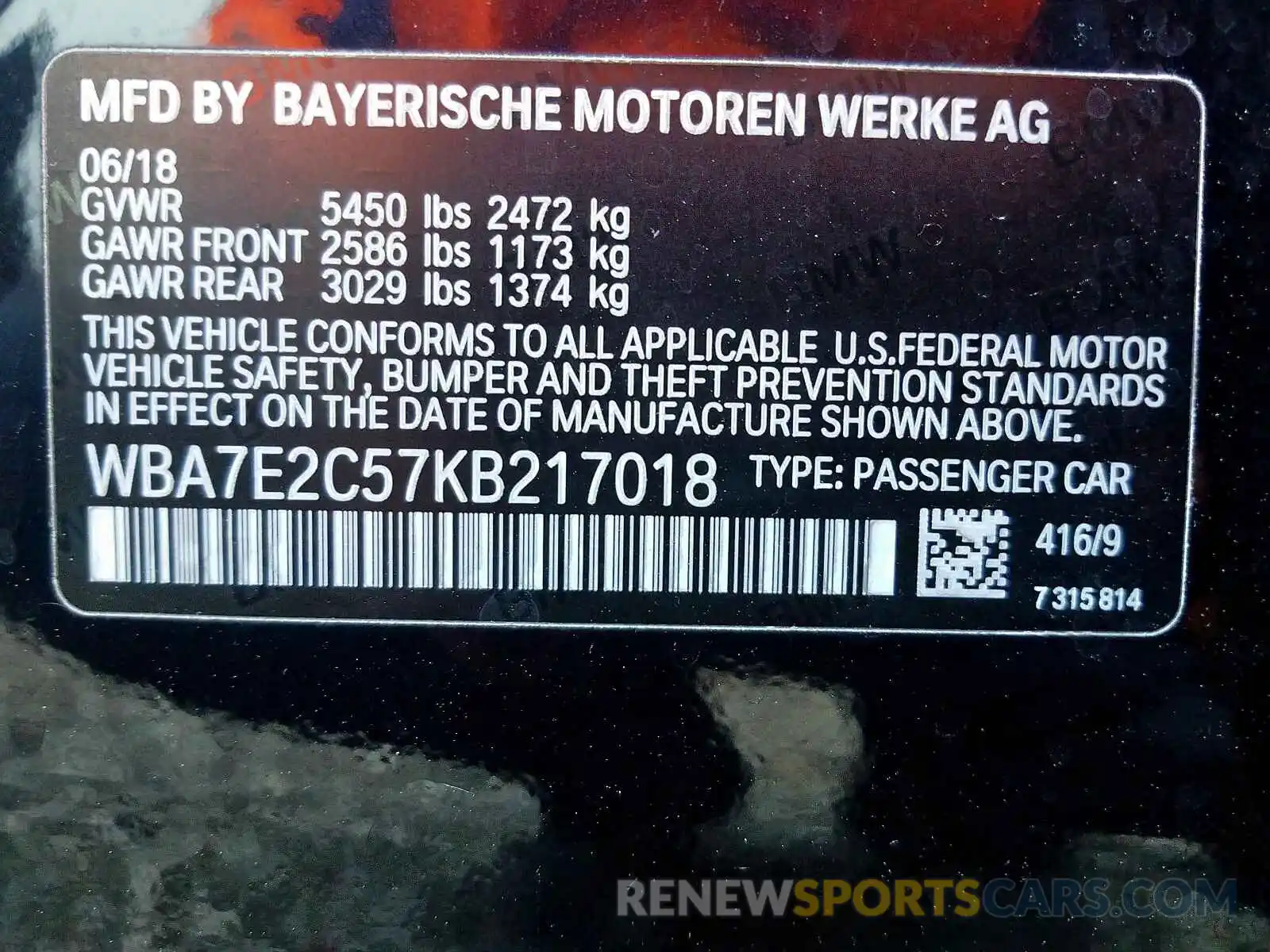 10 Photograph of a damaged car WBA7E2C57KB217018 BMW 7 SERIES 2019