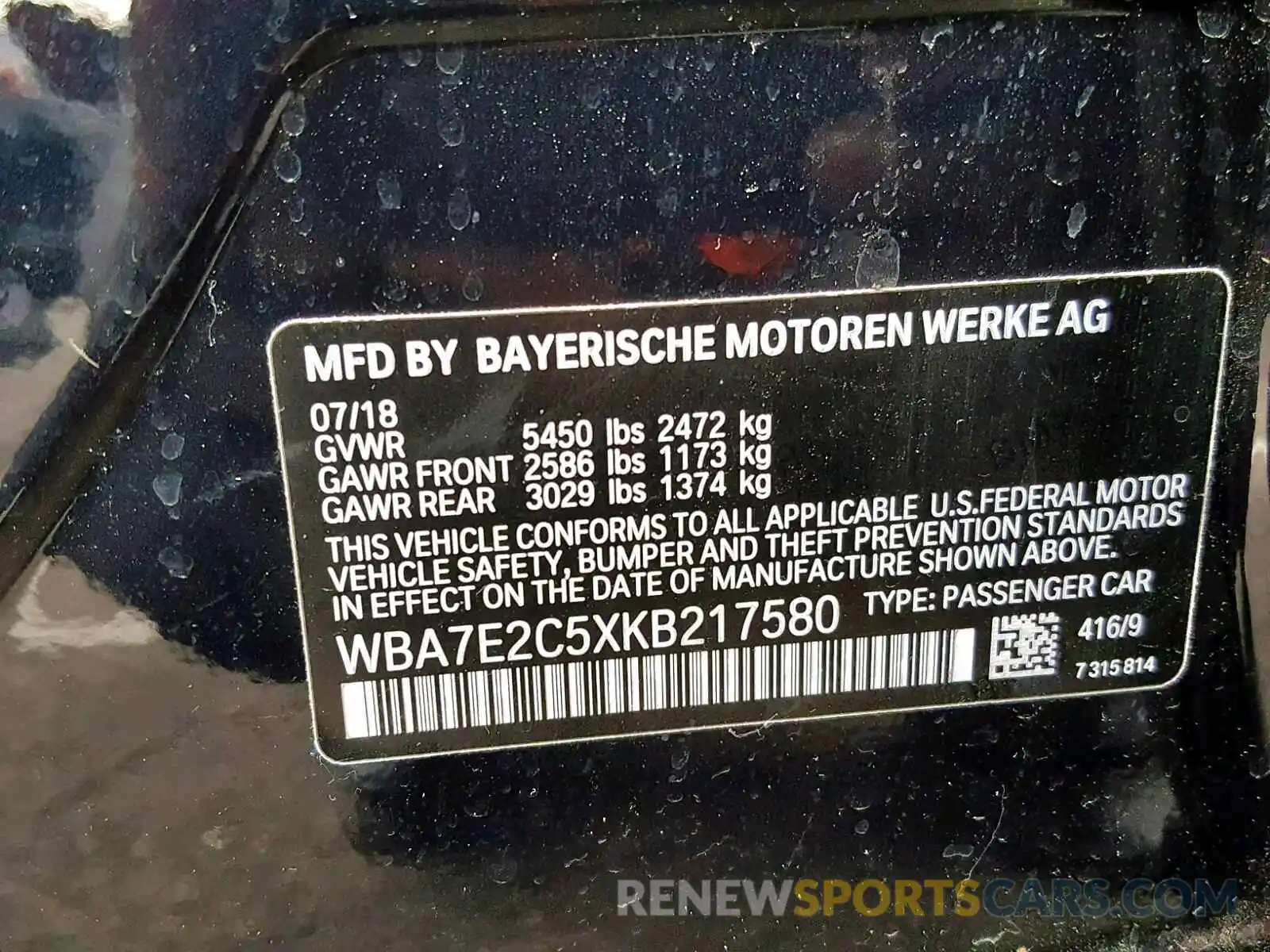 10 Photograph of a damaged car WBA7E2C5XKB217580 BMW 7 SERIES 2019