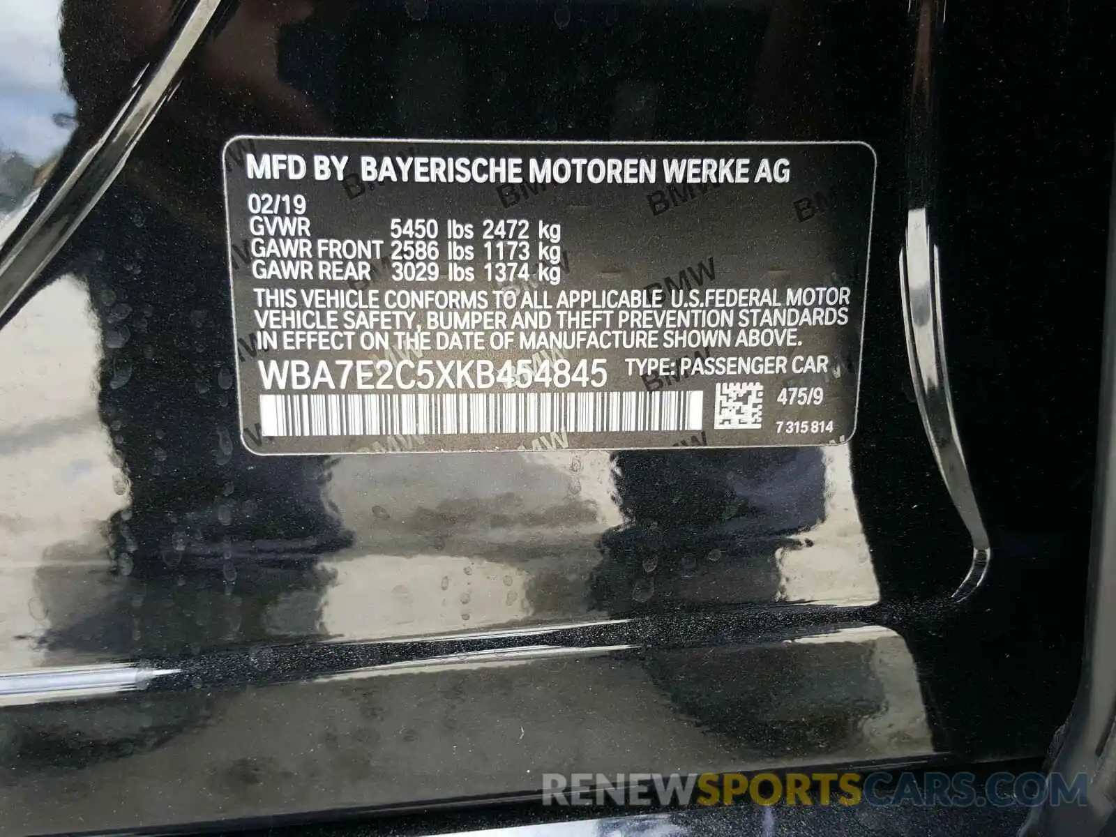 10 Фотография поврежденного автомобиля WBA7E2C5XKB454845 BMW 7 SERIES 2019