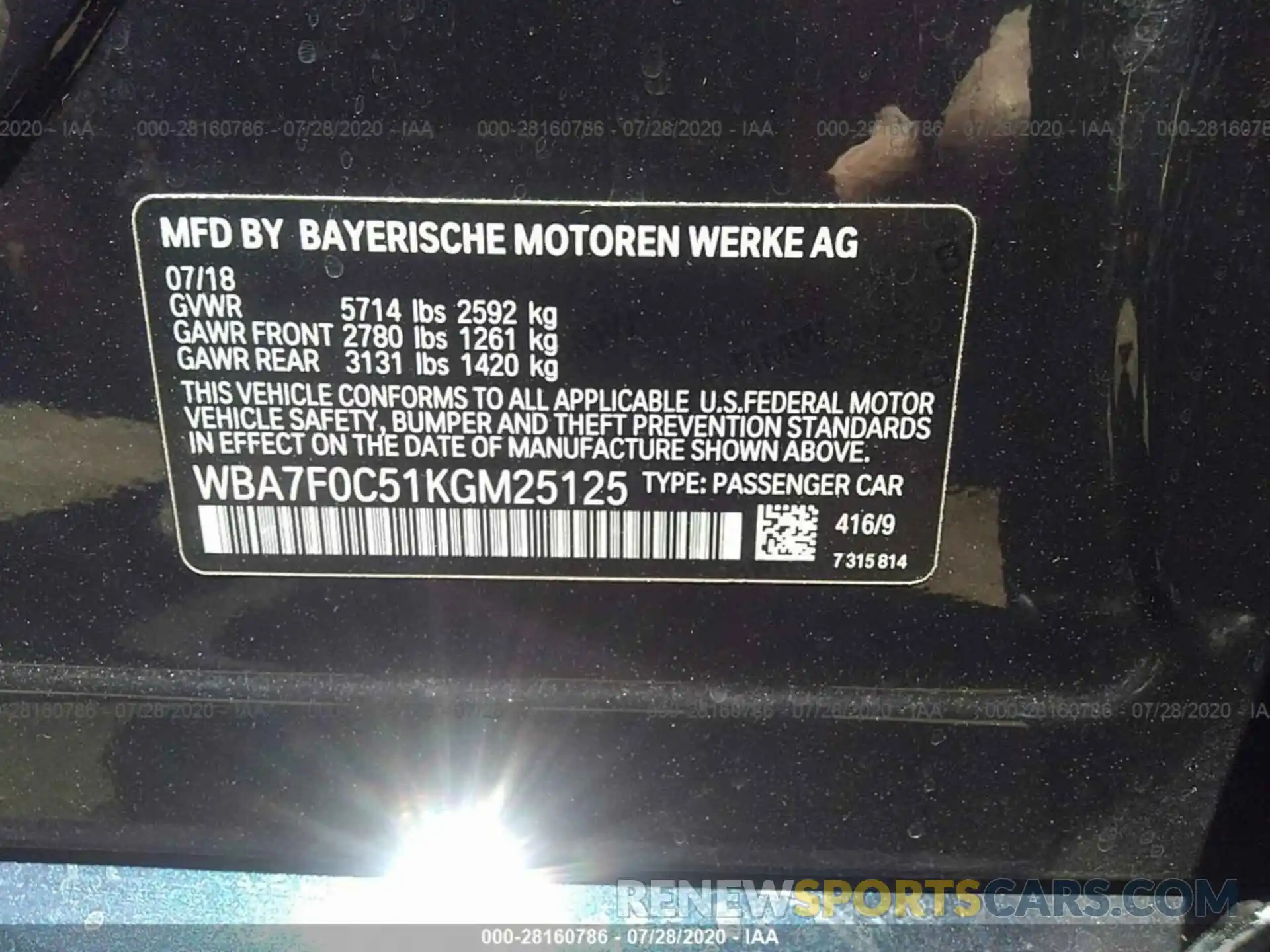 9 Photograph of a damaged car WBA7F0C51KGM25125 BMW 7 SERIES 2019