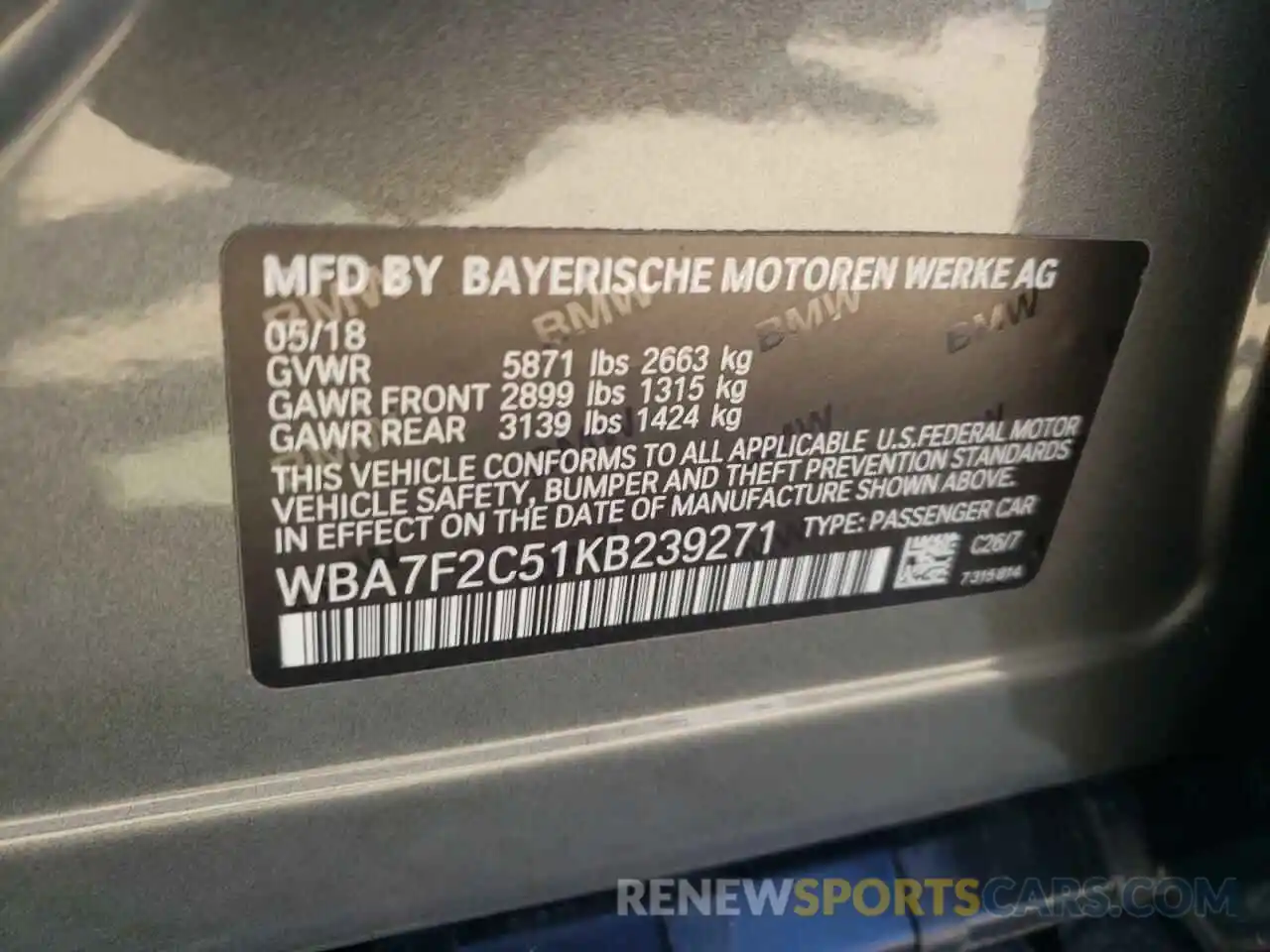 10 Photograph of a damaged car WBA7F2C51KB239271 BMW 7 SERIES 2019