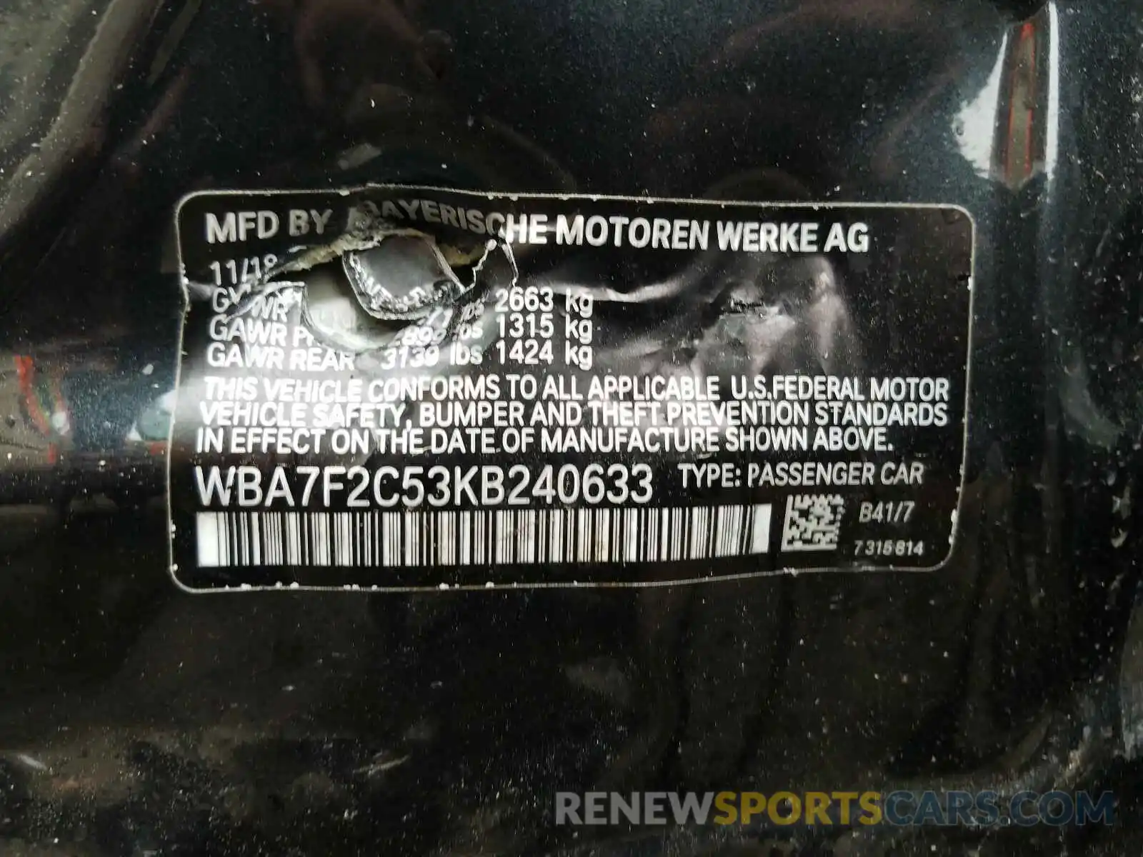10 Фотография поврежденного автомобиля WBA7F2C53KB240633 BMW 7 SERIES 2019