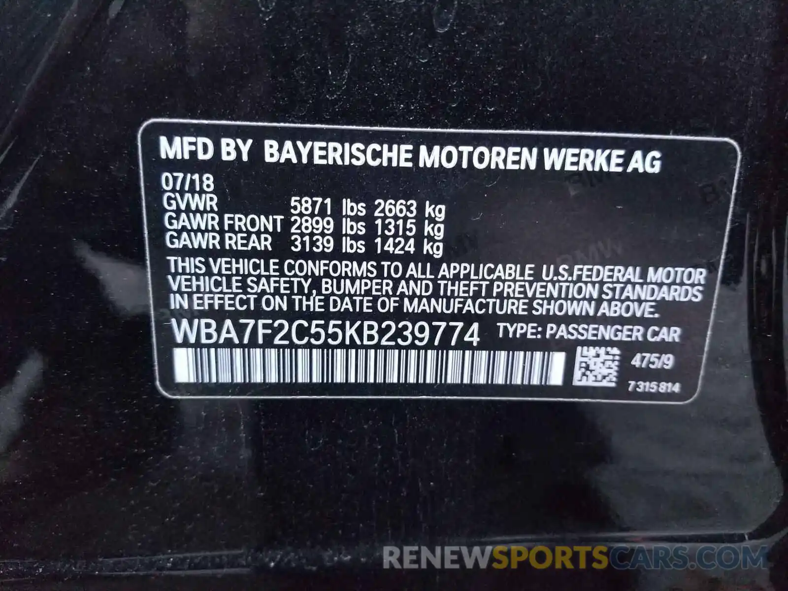 10 Фотография поврежденного автомобиля WBA7F2C55KB239774 BMW 7 SERIES 2019