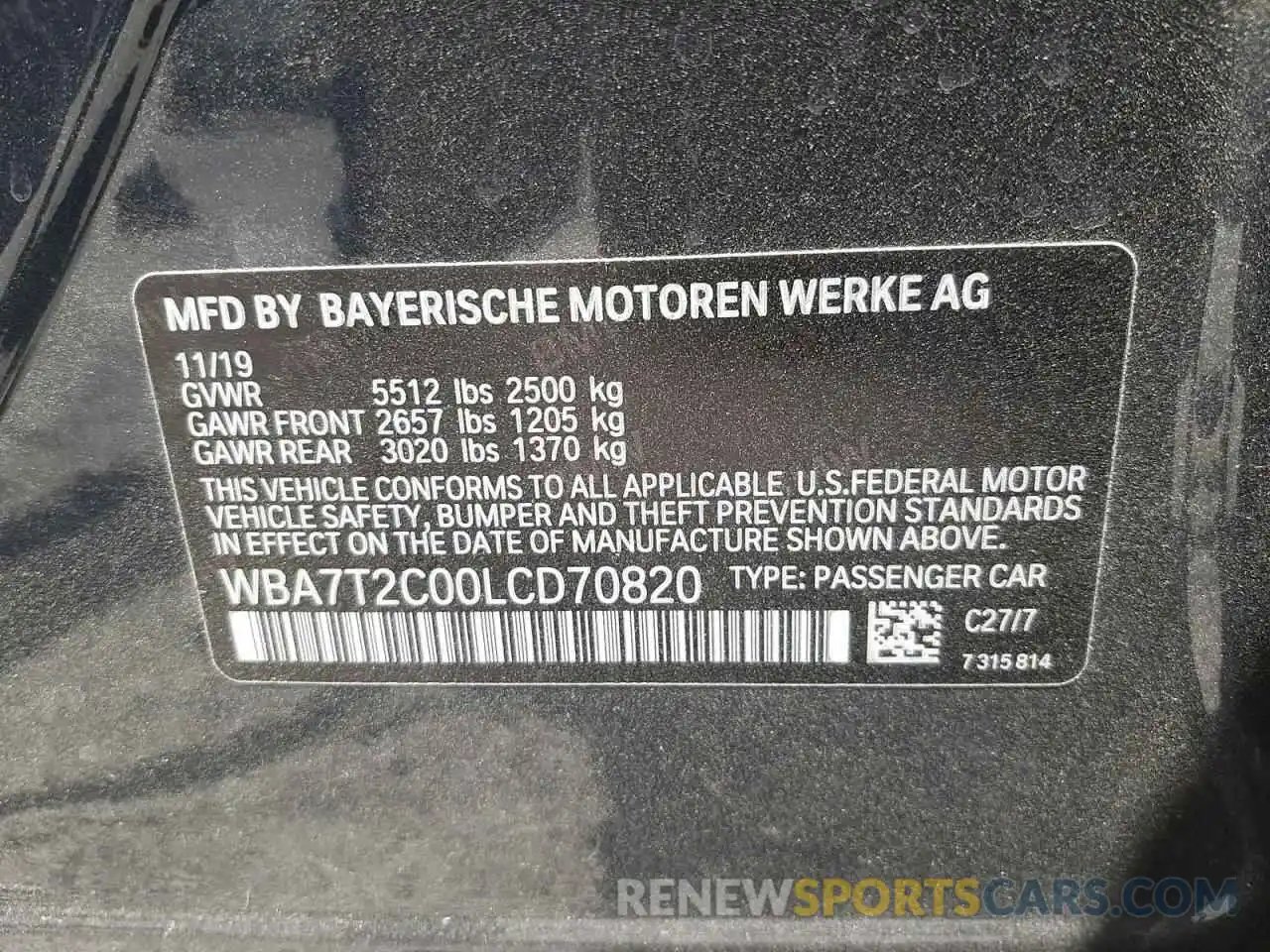 10 Фотография поврежденного автомобиля WBA7T2C00LCD70820 BMW 7 SERIES 2020