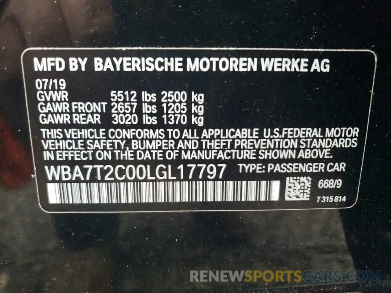 12 Photograph of a damaged car WBA7T2C00LGL17797 BMW 7 SERIES 2020