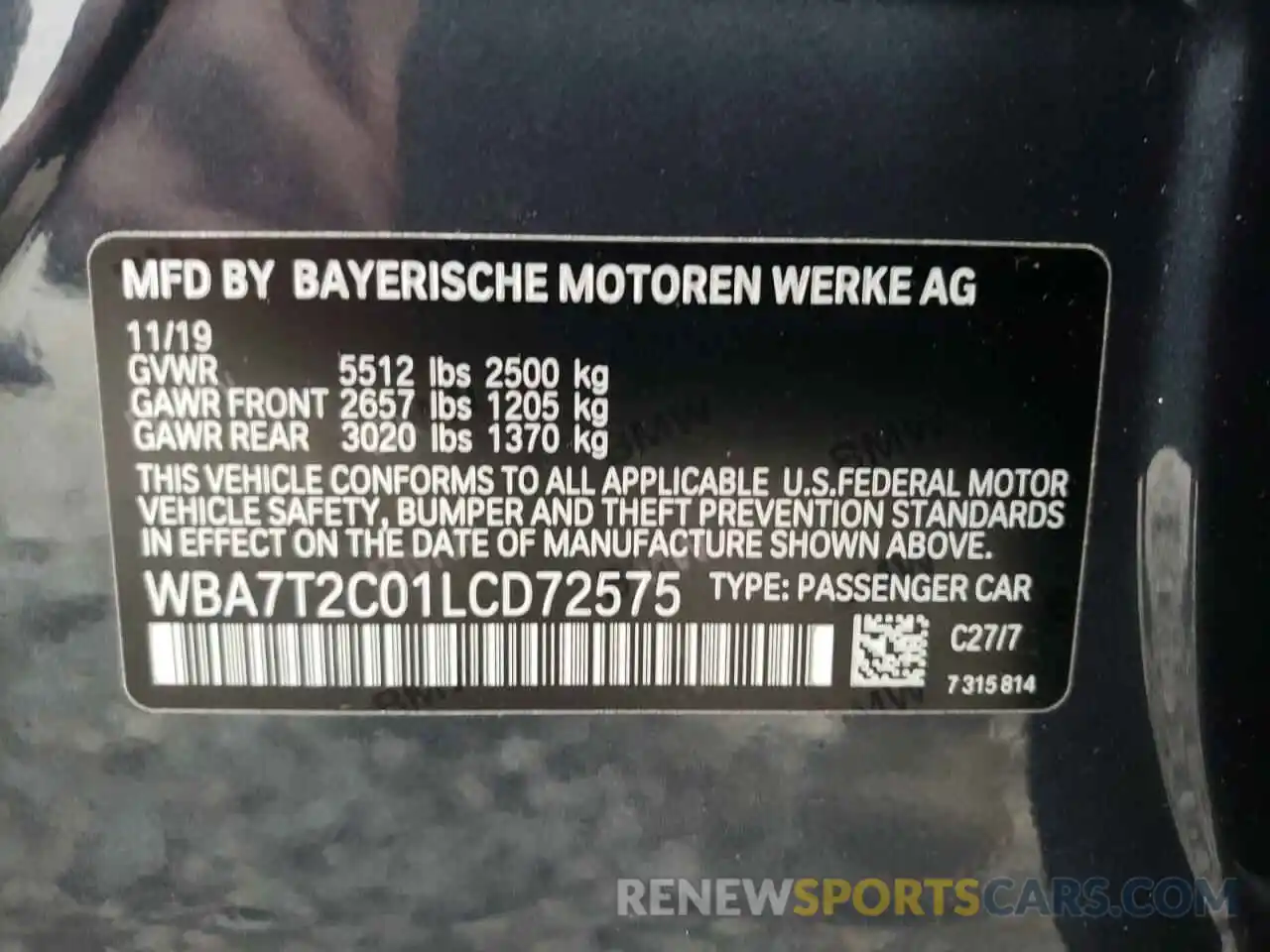 10 Фотография поврежденного автомобиля WBA7T2C01LCD72575 BMW 7 SERIES 2020