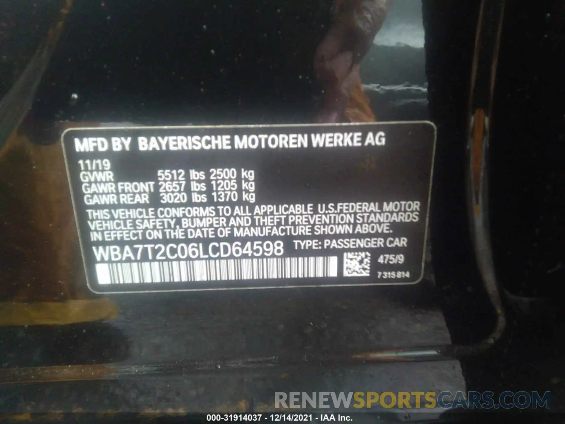 9 Photograph of a damaged car WBA7T2C06LCD64598 BMW 7 SERIES 2020