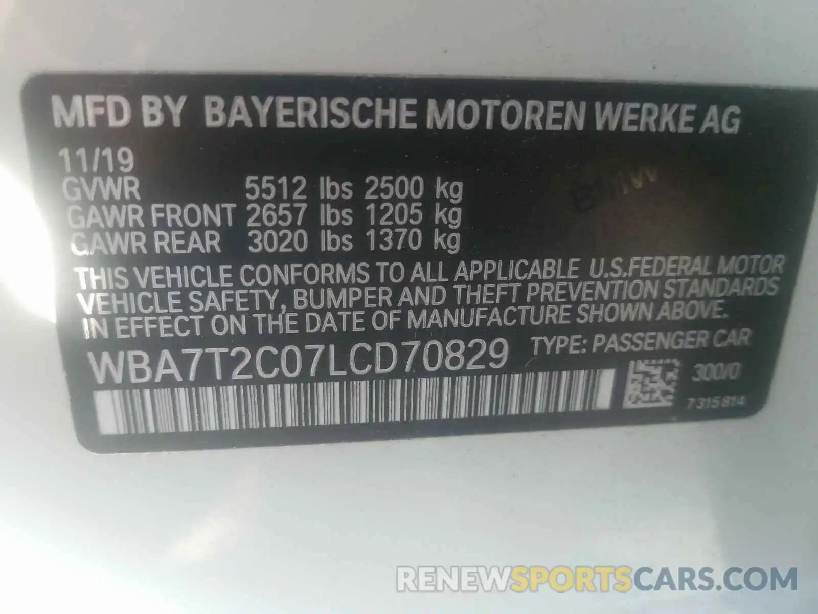 10 Photograph of a damaged car WBA7T2C07LCD70829 BMW 7 SERIES 2020
