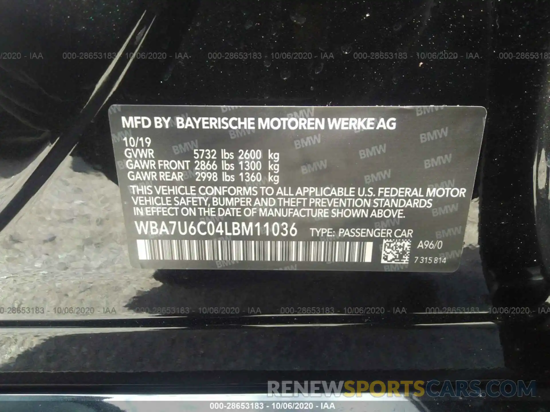 9 Фотография поврежденного автомобиля WBA7T2C07LCD73780 BMW 7 SERIES 2020