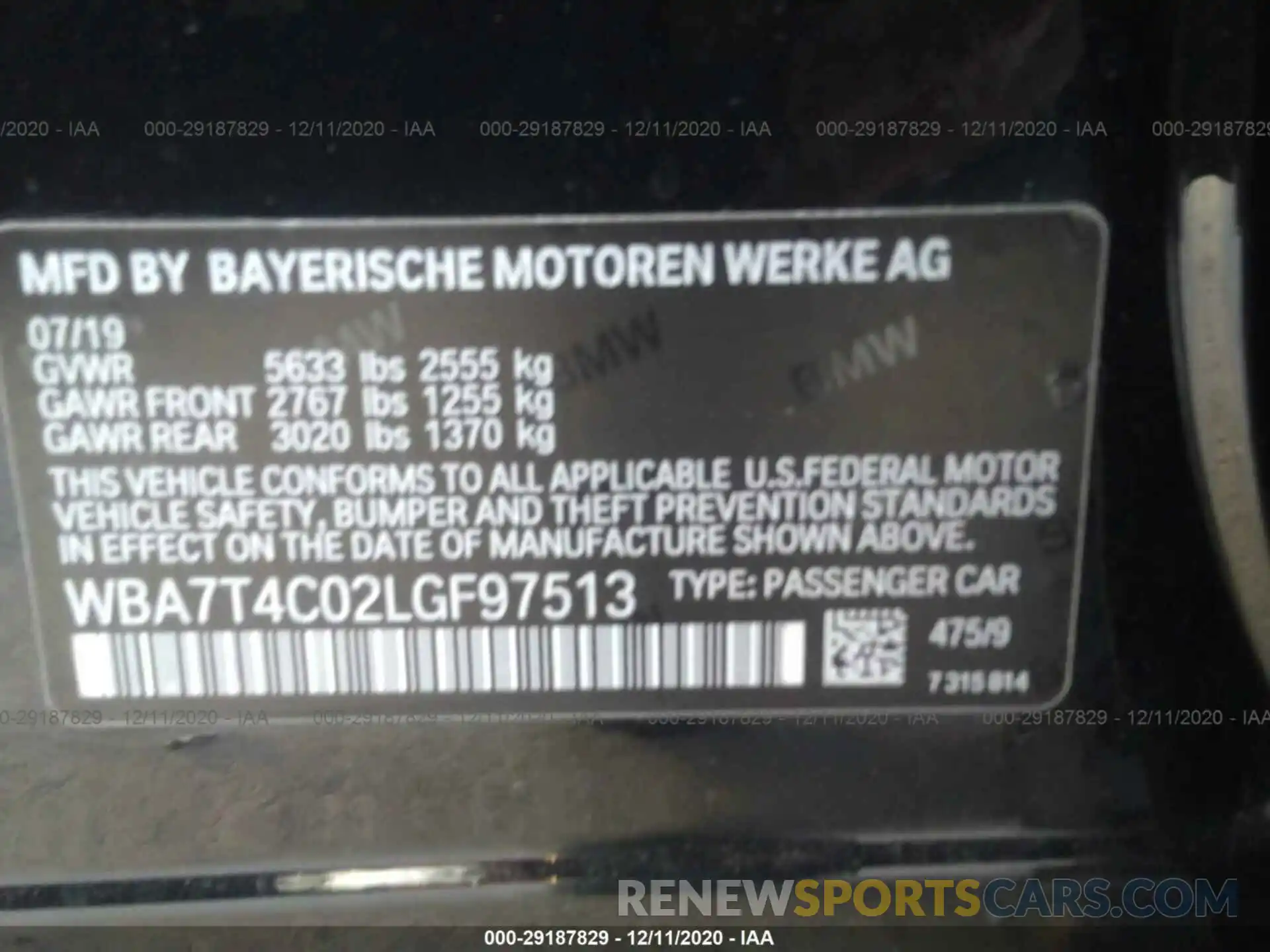 9 Фотография поврежденного автомобиля WBA7T4C02LGF97513 BMW 7 SERIES 2020
