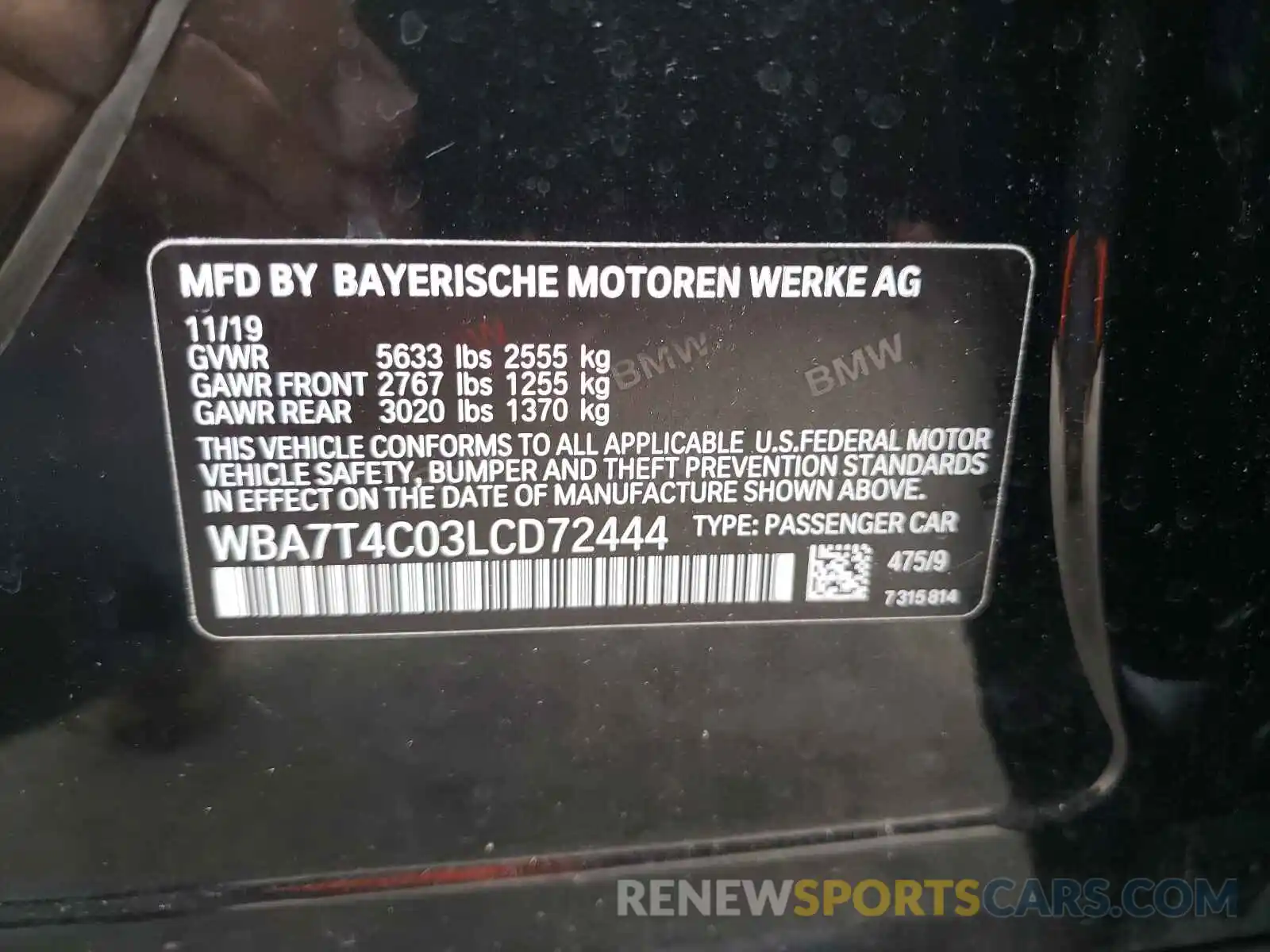 10 Фотография поврежденного автомобиля WBA7T4C03LCD72444 BMW 7 SERIES 2020