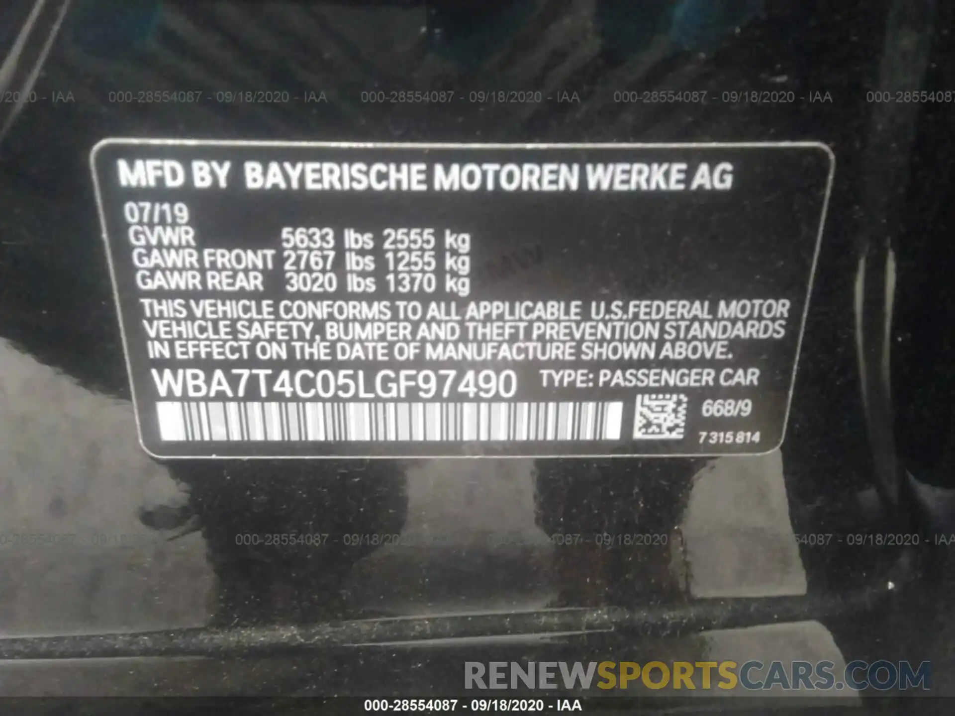 9 Фотография поврежденного автомобиля WBA7T4C05LGF97490 BMW 7 SERIES 2020