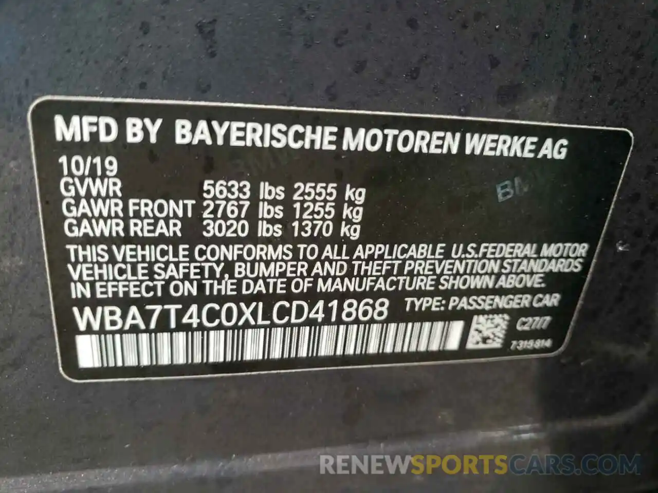 10 Фотография поврежденного автомобиля WBA7T4C0XLCD41868 BMW 7 SERIES 2020