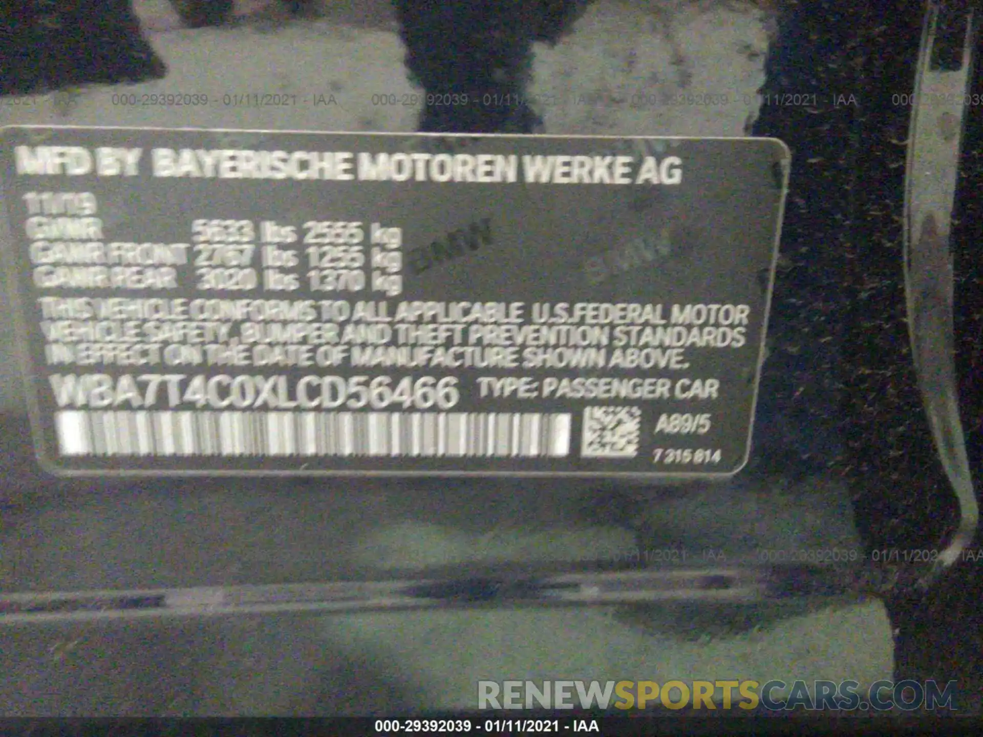 9 Photograph of a damaged car WBA7T4C0XLCD56466 BMW 7 SERIES 2020