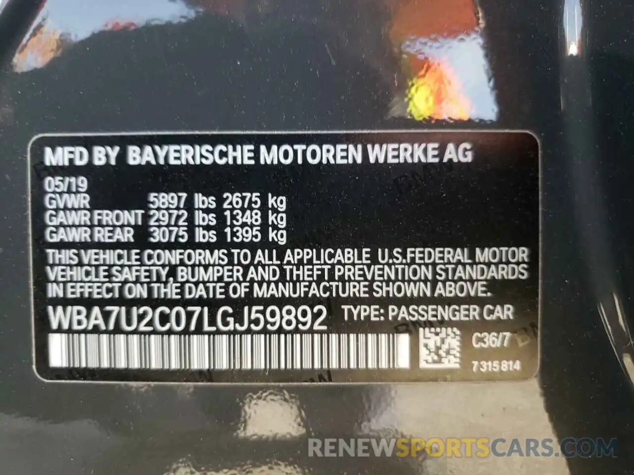 10 Photograph of a damaged car WBA7U2C07LGJ59892 BMW 7 SERIES 2020