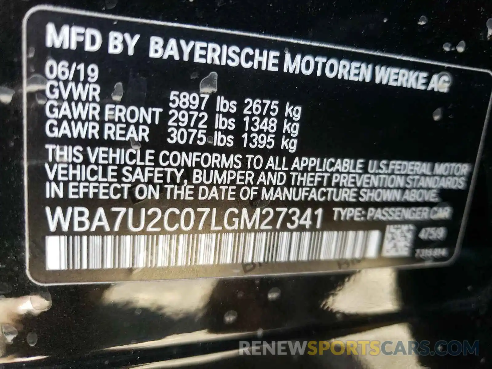 10 Photograph of a damaged car WBA7U2C07LGM27341 BMW 7 SERIES 2020