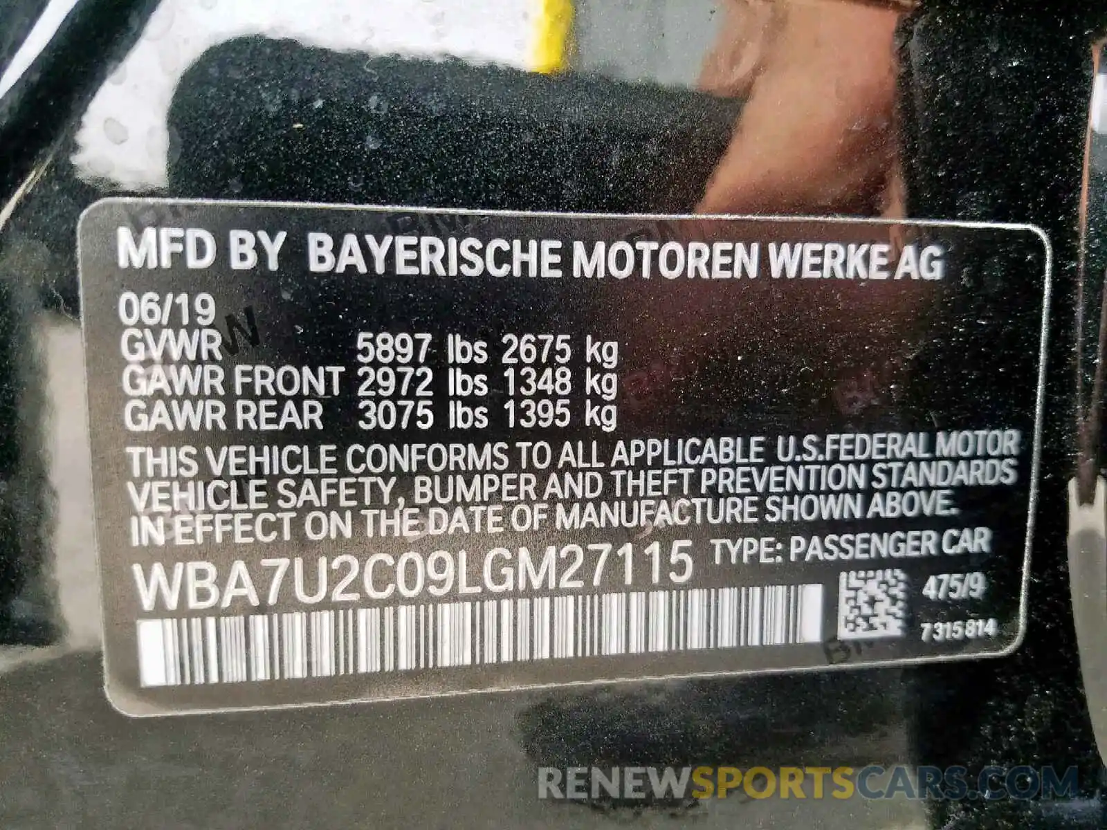 10 Photograph of a damaged car WBA7U2C09LGM27115 BMW 7 SERIES 2020