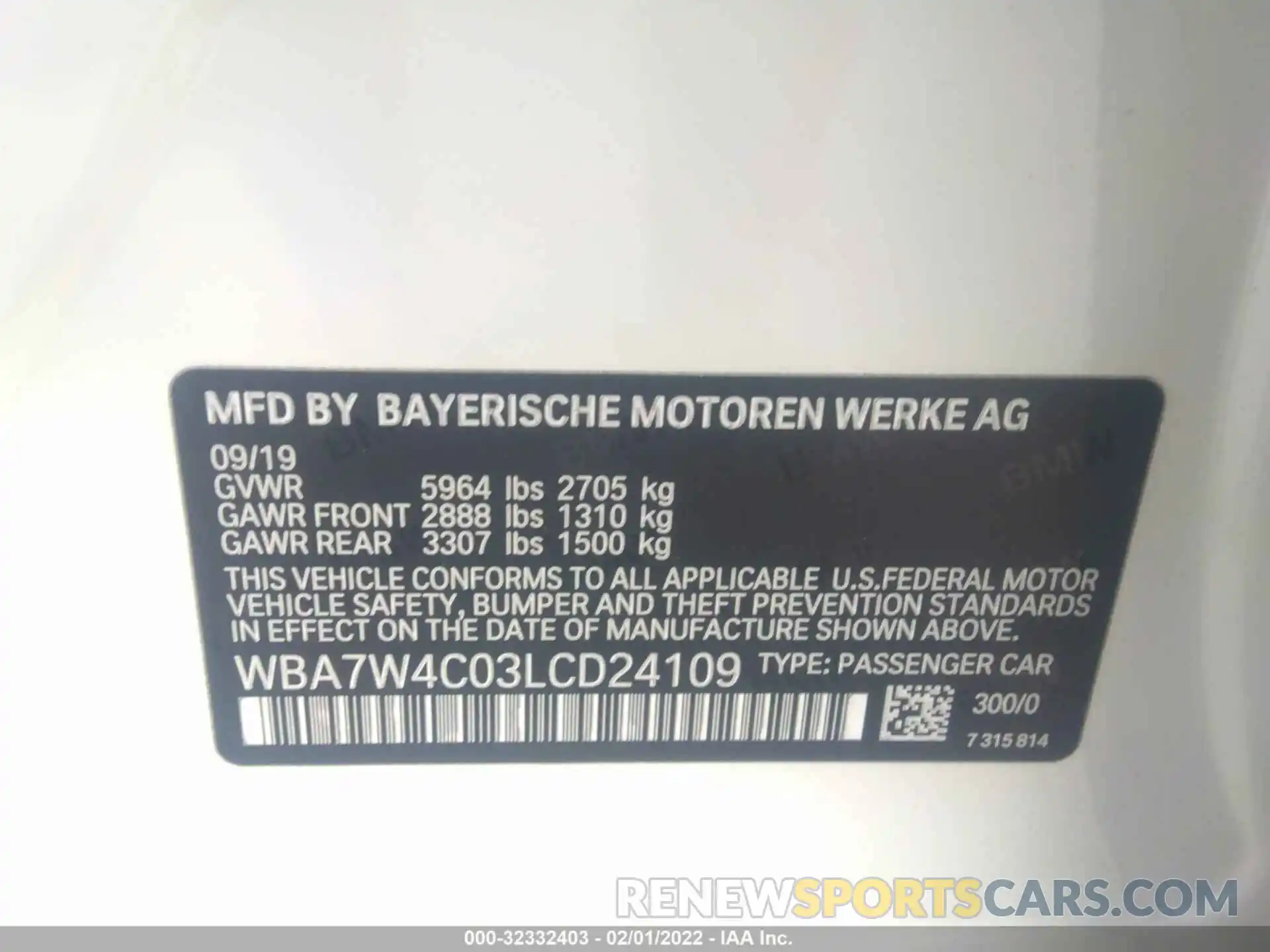 9 Photograph of a damaged car WBA7W4C03LCD24109 BMW 7 SERIES 2020