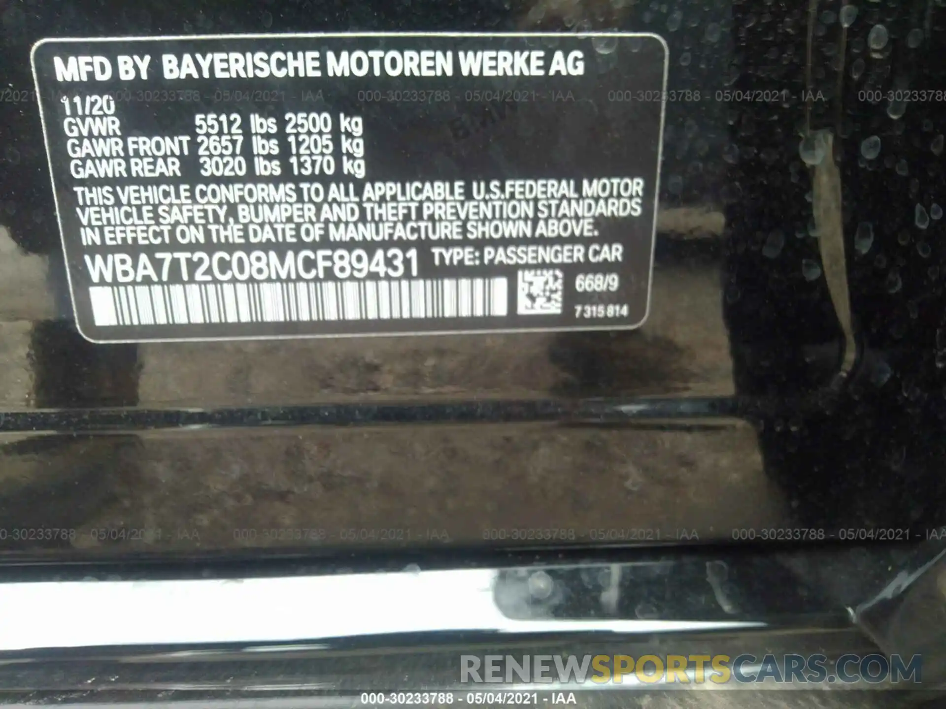 9 Photograph of a damaged car WBA7T2C08MCF89431 BMW 7 SERIES 2021