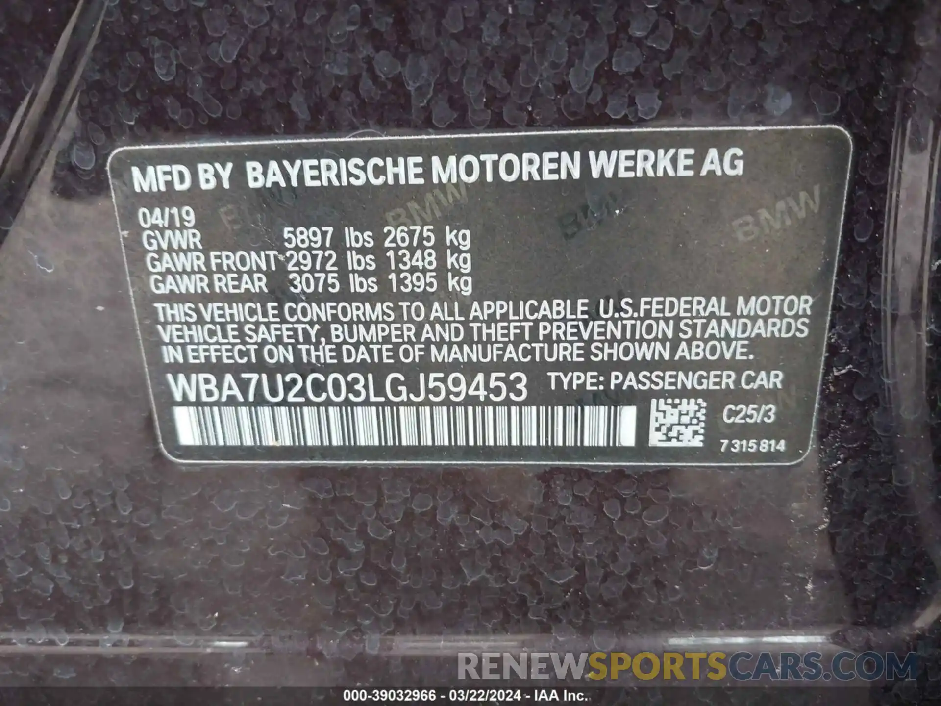 9 Photograph of a damaged car WBA7U2C03LGJ59453 BMW 750I 2020