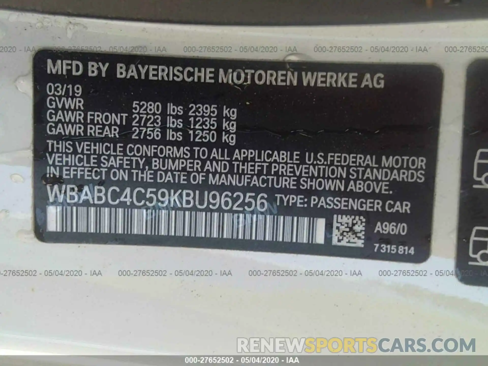 9 Фотография поврежденного автомобиля WBABC4C59KBU96256 BMW 8 SERIES 2019