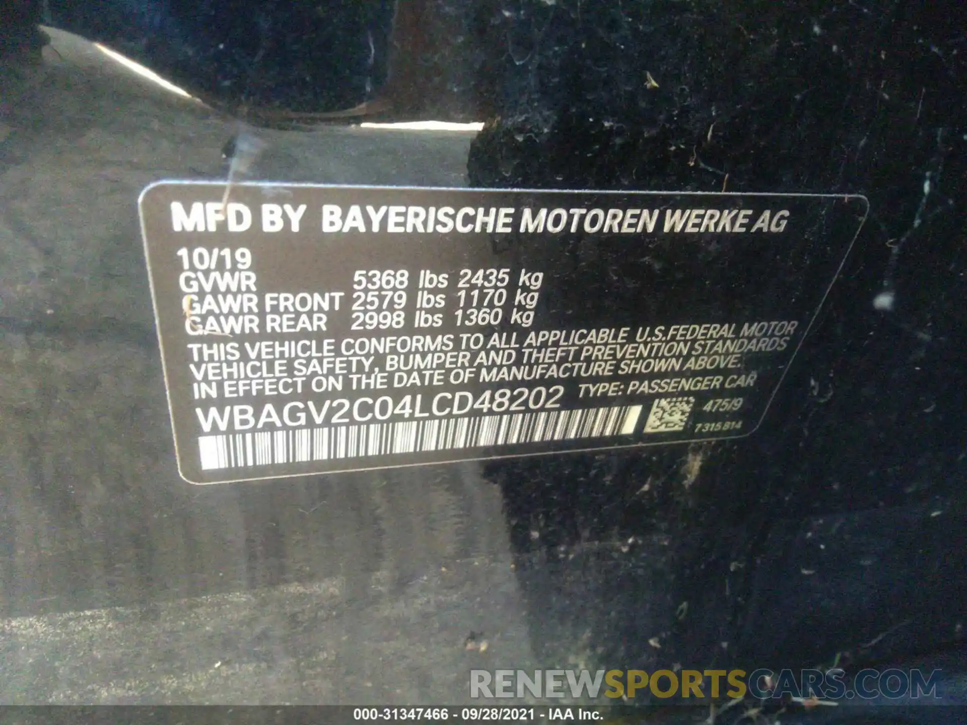 9 Фотография поврежденного автомобиля WBAGV2C04LCD48202 BMW 8 SERIES 2020