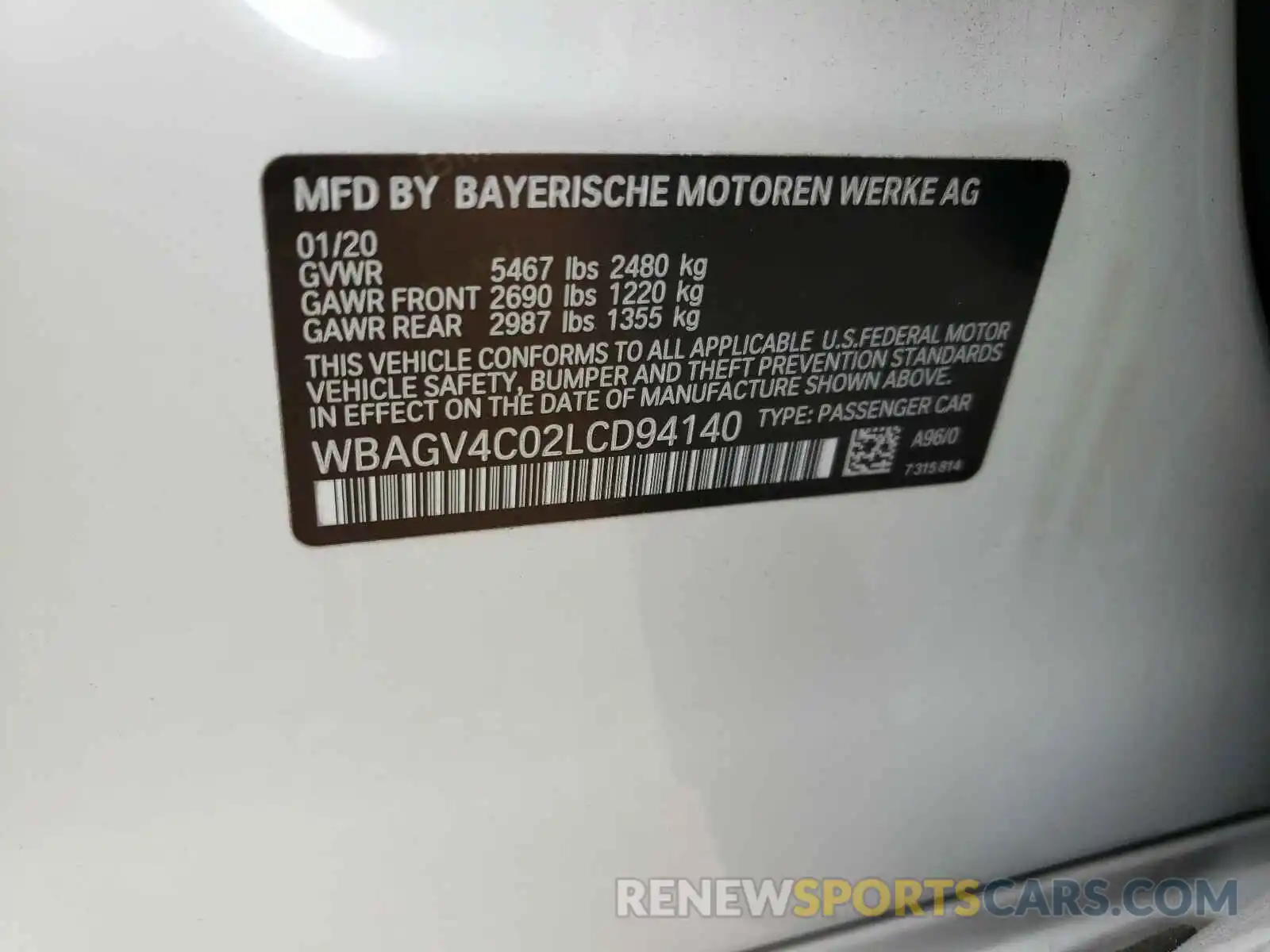 10 Photograph of a damaged car WBAGV4C02LCD94140 BMW 8 SERIES 2020