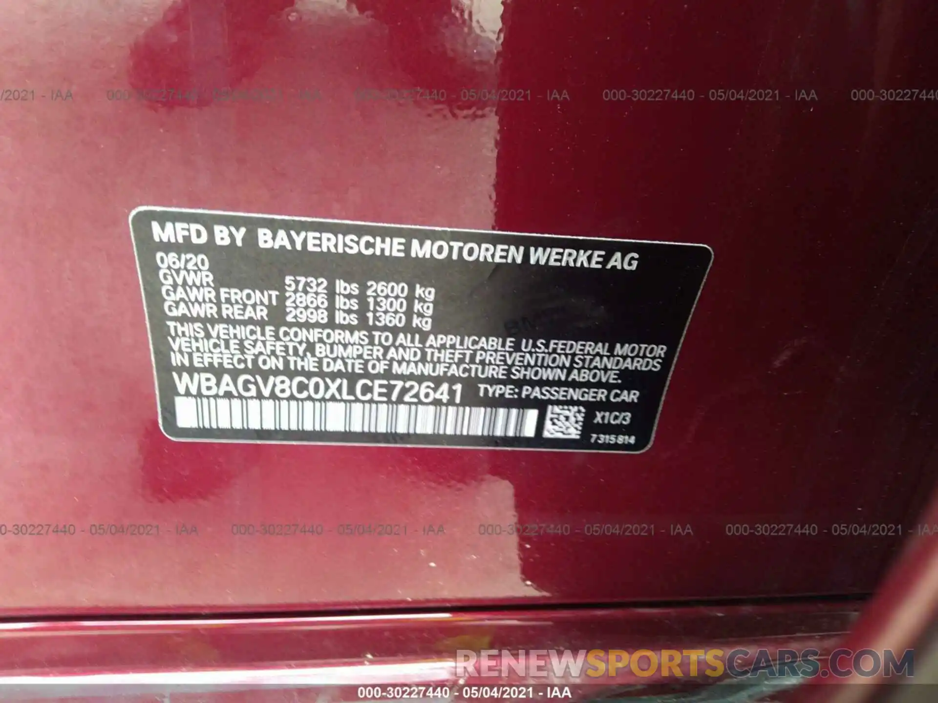 9 Photograph of a damaged car WBAGV8C0XLCE72641 BMW 8 SERIES 2020