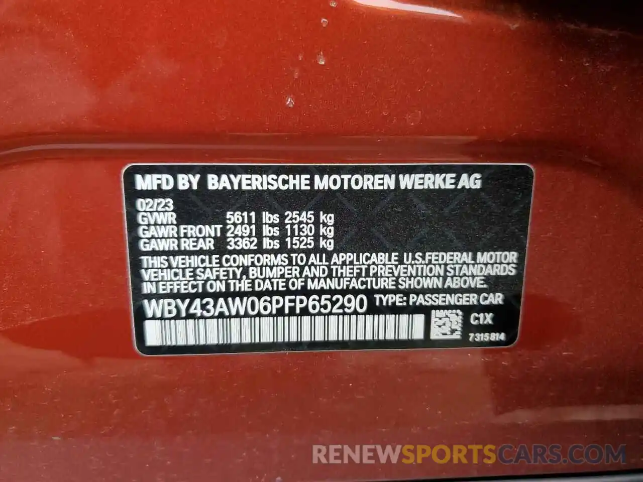 12 Photograph of a damaged car WBY43AW06PFP65290 BMW I4 EDRIVE3 2023