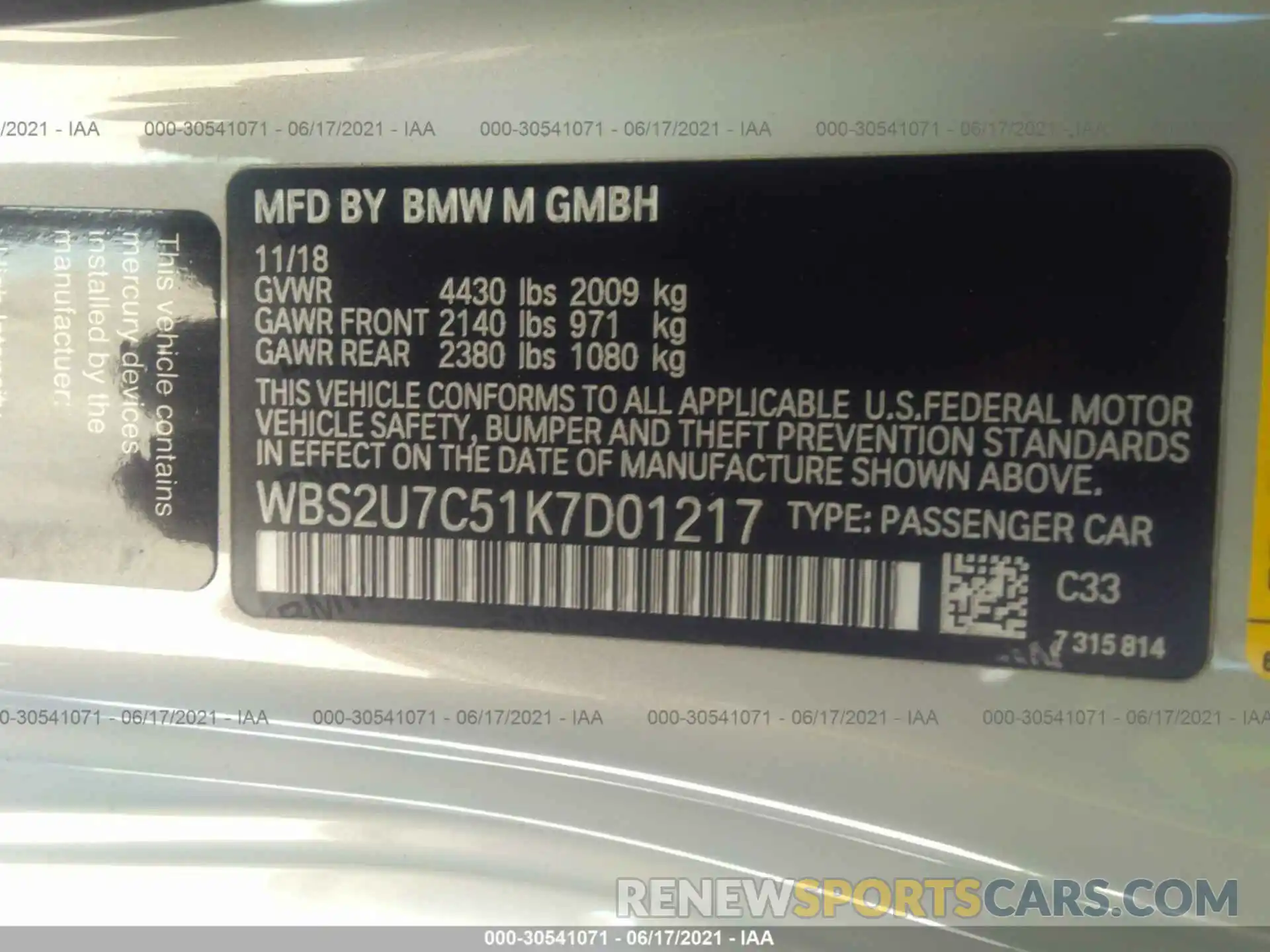 9 Фотография поврежденного автомобиля WBS2U7C51K7D01217 BMW M2 2019