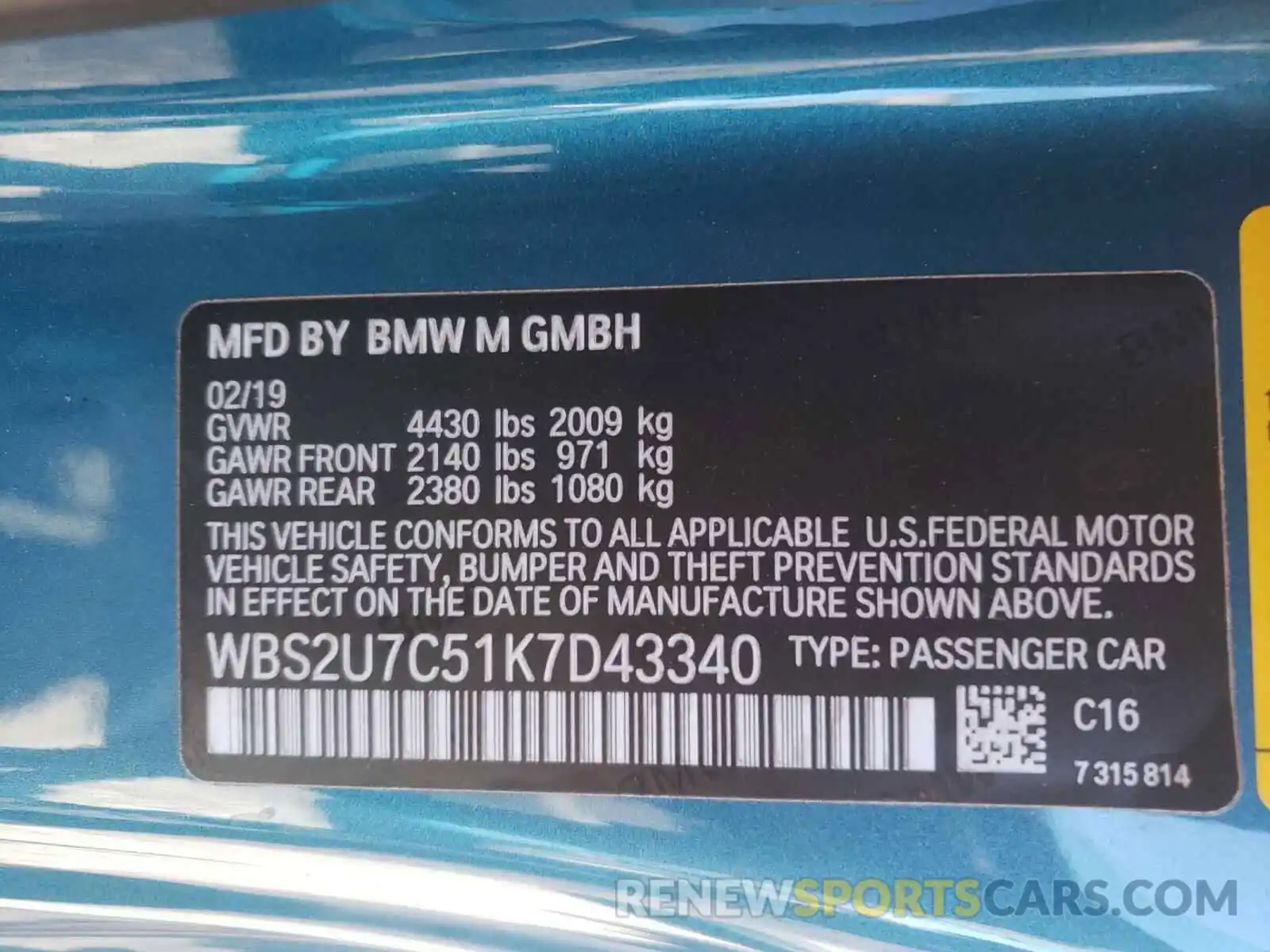 10 Photograph of a damaged car WBS2U7C51K7D43340 BMW M2 2019