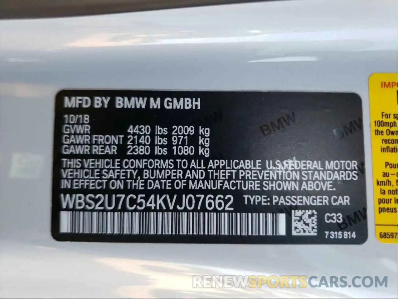 10 Photograph of a damaged car WBS2U7C54KVJ07662 BMW M2 2019