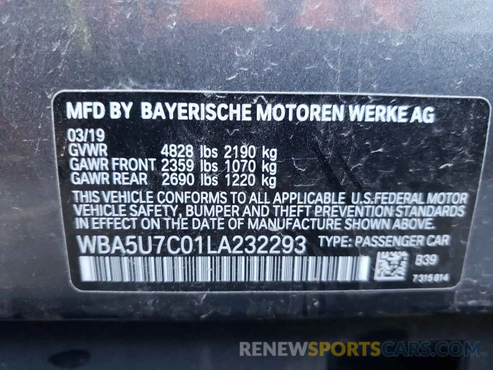 10 Photograph of a damaged car WBA5U7C01LA232293 BMW M3 2020