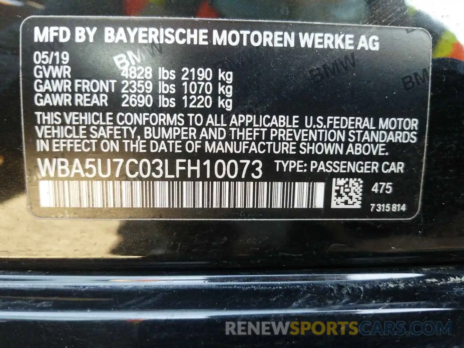 10 Photograph of a damaged car WBA5U7C03LFH10073 BMW M3 2020