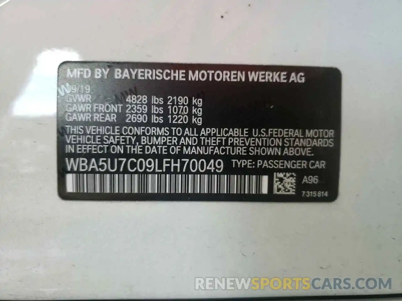 12 Photograph of a damaged car WBA5U7C09LFH70049 BMW M3 2020