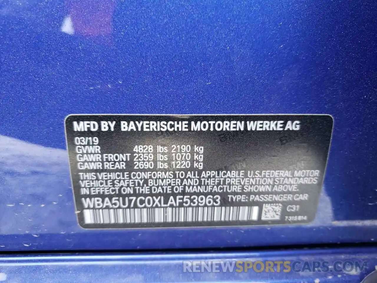 12 Photograph of a damaged car WBA5U7C0XLAF53963 BMW M3 2020