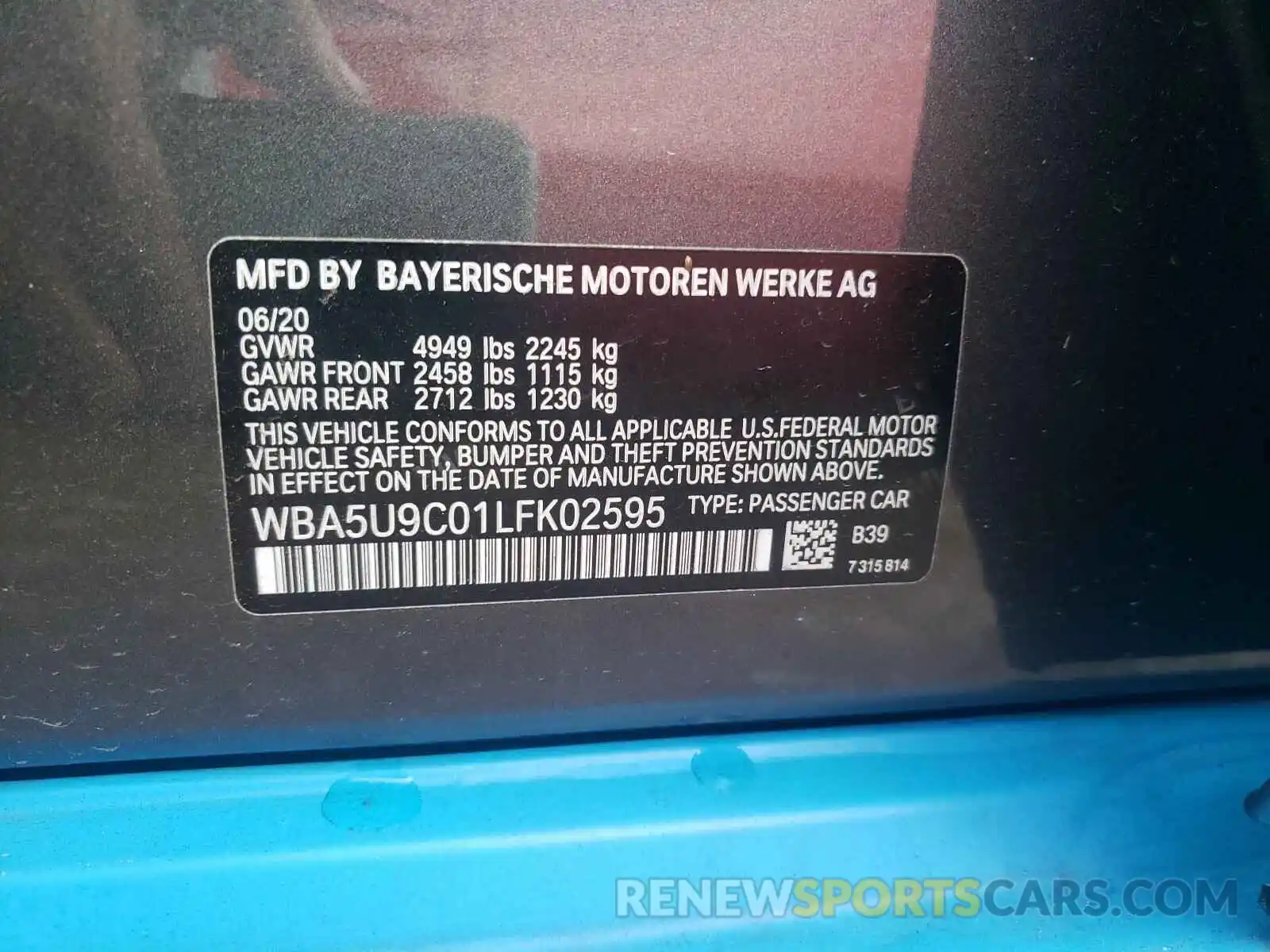 10 Photograph of a damaged car WBA5U9C01LFK02595 BMW M3 2020