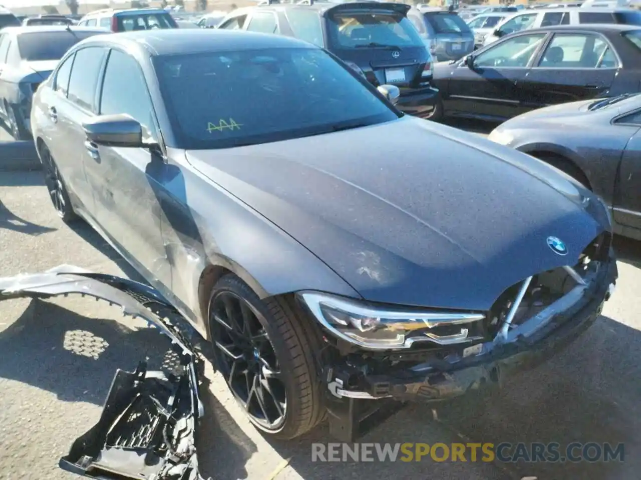 1 Photograph of a damaged car 3MW5U7J01M8B53125 BMW M3 2021