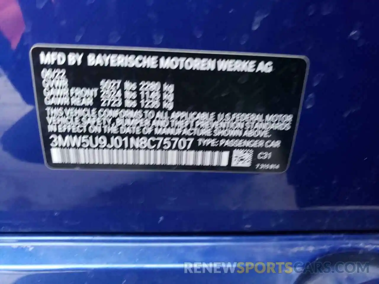 13 Photograph of a damaged car 3MW5U9J01N8C75707 BMW M3 2022