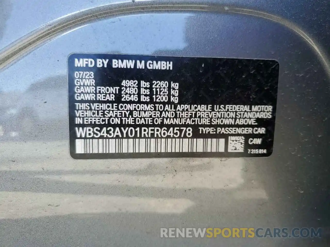 13 Photograph of a damaged car WBS43AY01RFR64578 BMW M3 2024
