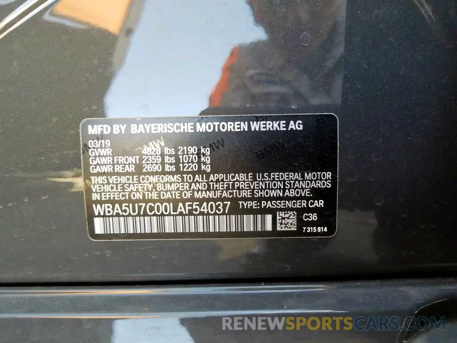 10 Photograph of a damaged car WBA5U7C00LAF54037 BMW M340I 2020