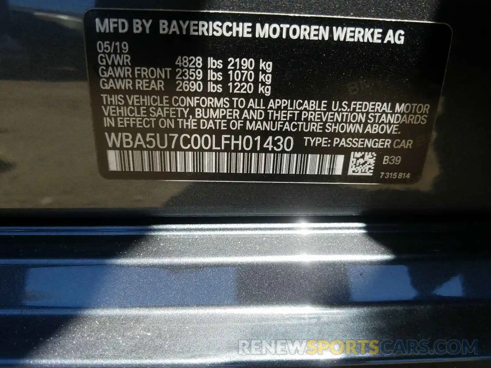 10 Photograph of a damaged car WBA5U7C00LFH01430 BMW M340I 2020
